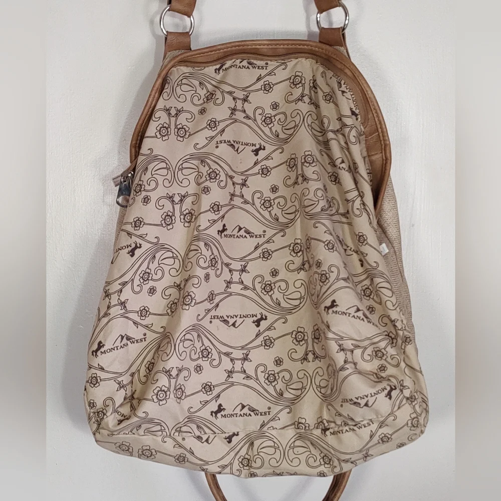 Montana West Burlap Tan Tote Bag with Tribal Design